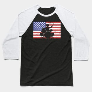 United States Flag & Drummer Baseball T-Shirt